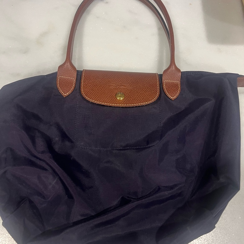 Longchamp navy blue  and Brown Tote Bag